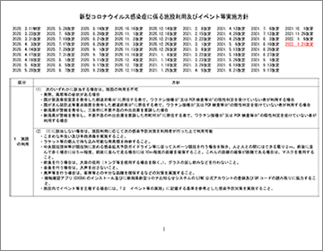 新型コロナウイルス感染症に係る施設利用及びイベント等実施方針