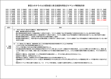 新型コロナウイルス感染症に係る施設利用及びイベント等実施方針