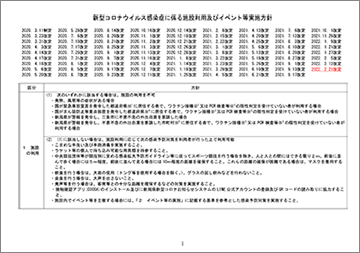 新型コロナウイルス感染症に係る施設利用及びイベント等実施方針