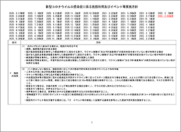 新型コロナウイルス感染症に係る施設利用及びイベント等実施方針