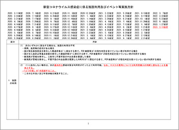 新型コロナウイルス感染症に係る施設利用及びイベント等実施方針